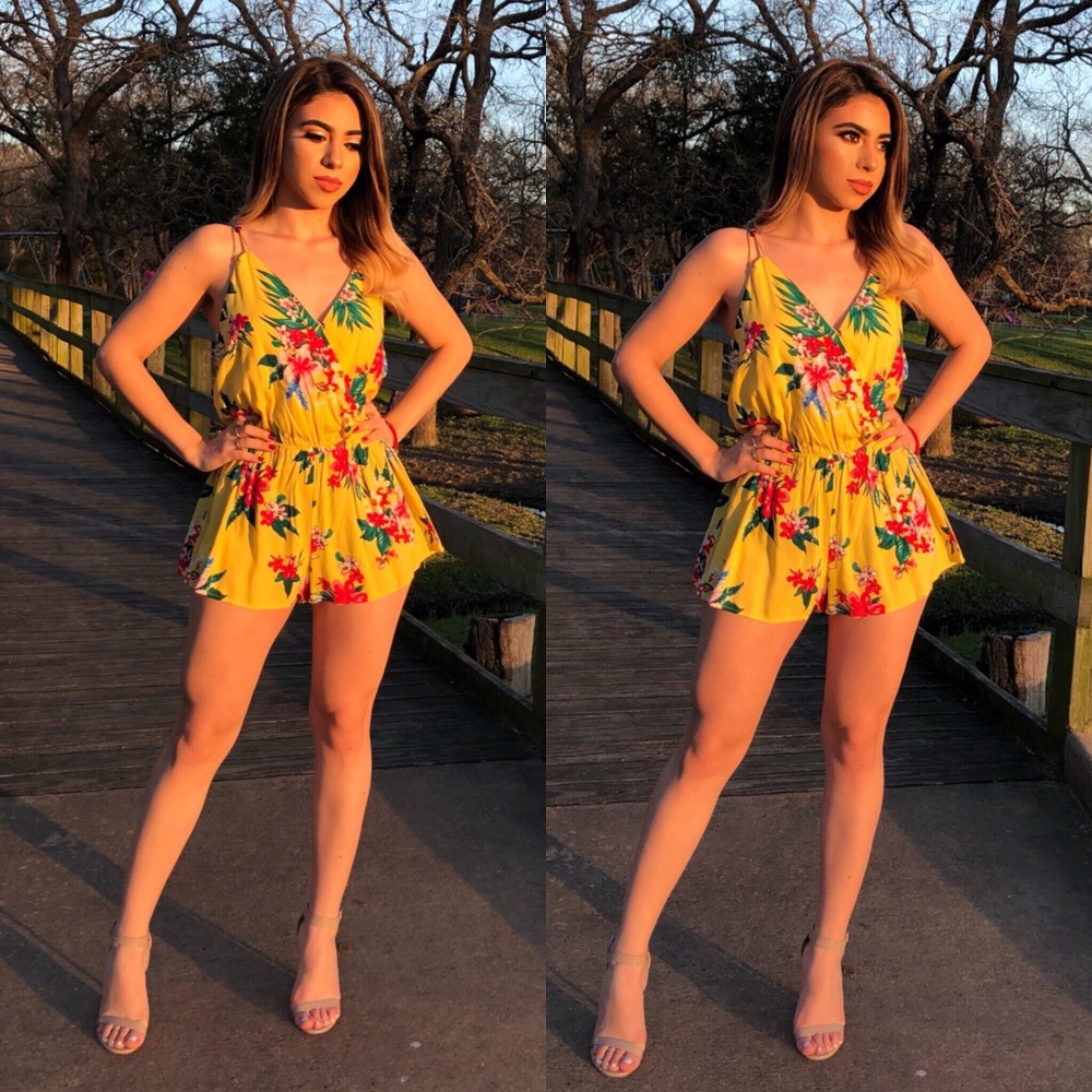 NWT Yellow tropical Romper
